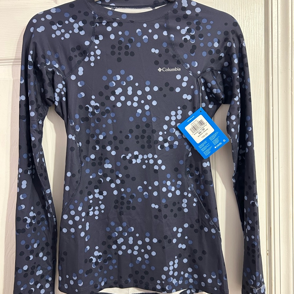 Columbia Women's Top with Blue & Black Dots Design